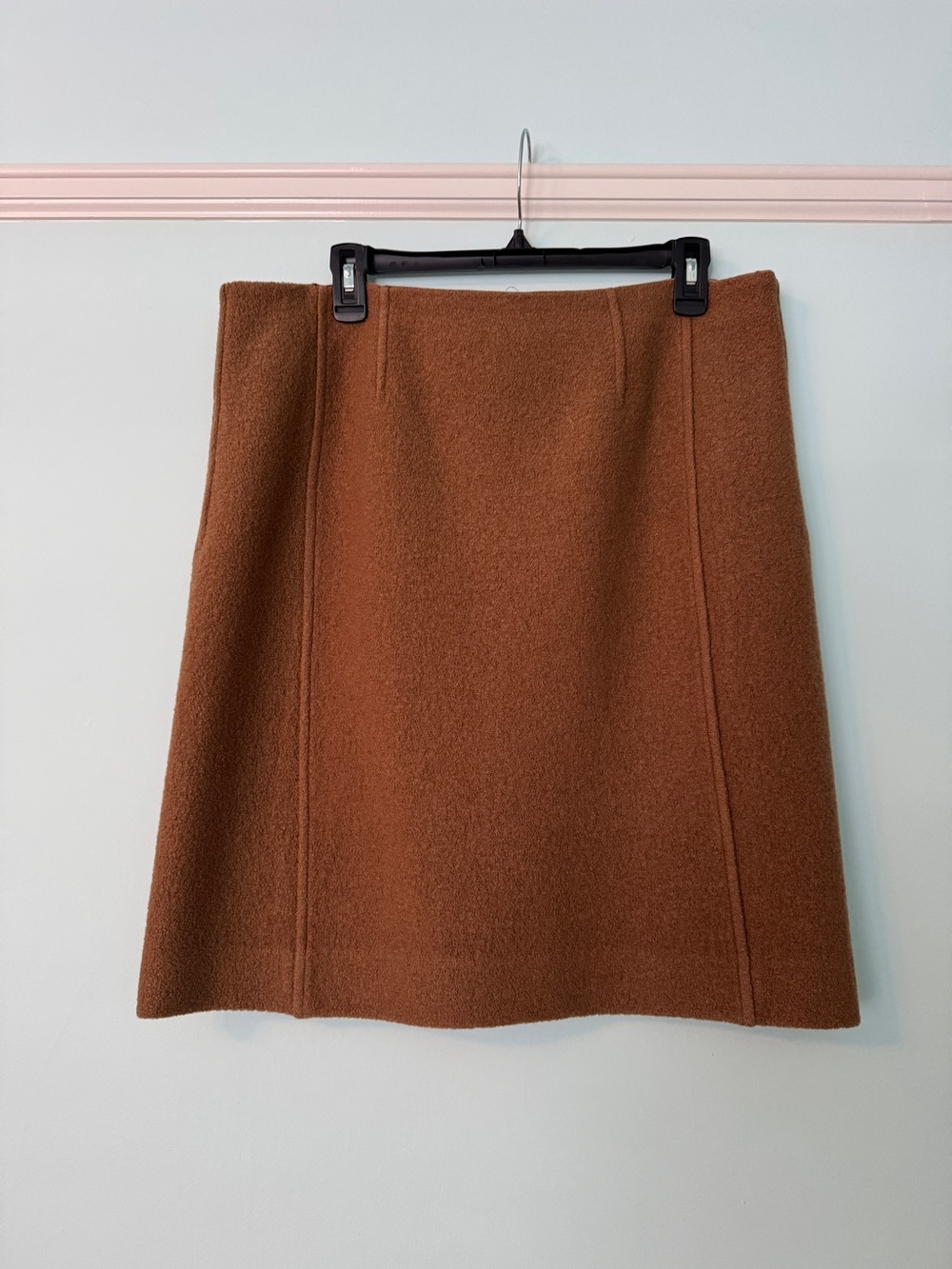 MM Lafleur Chestnut Brown A-Line Wool-Blend Skirt